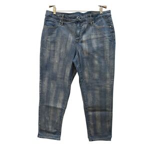Chicos So Slimming Girlfriend Slim Leg Ankle Jeans Painted‎ Metallic 3P 16P NEW